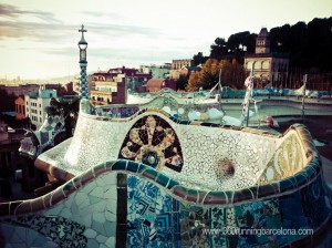 Park Güell de Gaudí, banc amb trencadís